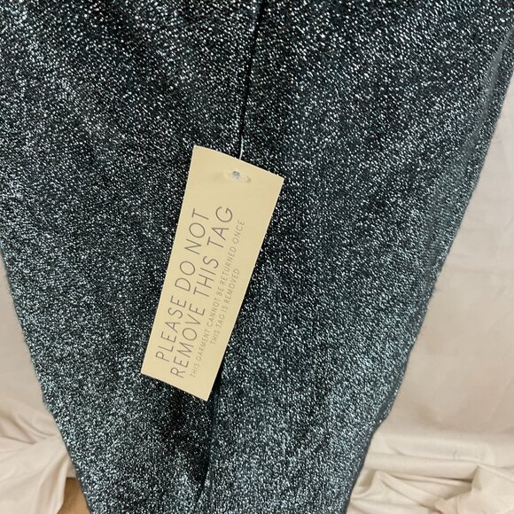 Happy Nature One Shoulder Dress XL Gray Blue Sparkle Metallic Long Sleeve Lined - Picture 7 of 12